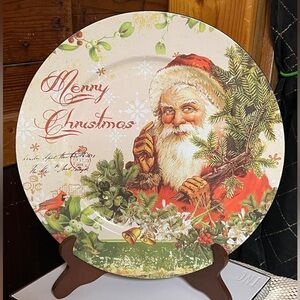 Vintage Chargers (4) Merry Christmas Santa 13” diameter